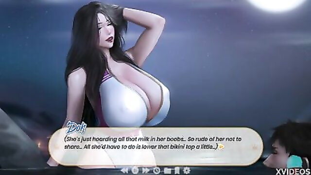 Busty Asian Sona in skimpy bikini hoarding milk in huge tits, teasing suck