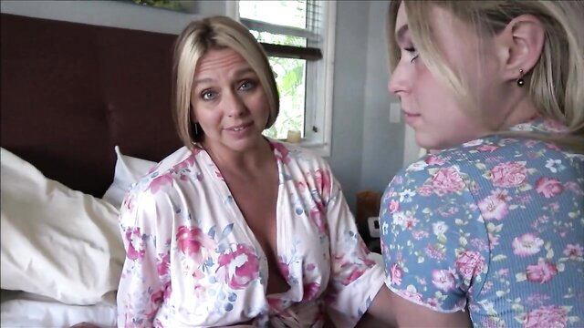Brianna Beach & Krissy Knight in steamy stepmom threesome tease