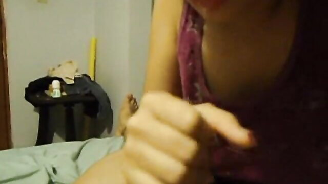 Amateur wife’s sister spits on massive cock for filthy handjob