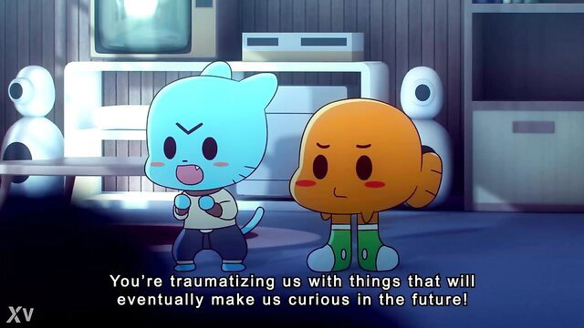 Nicole Watterson traumatizes Gumball & Darwin in Amazing World hentai parody