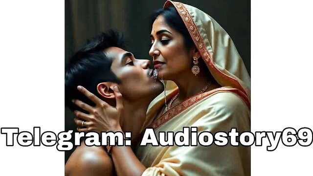 Indian son passionately kisses sexy widow mom in saree