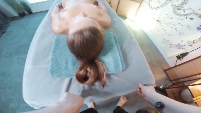 Anna POV nude front massage with herbal bag to Jess ASMR