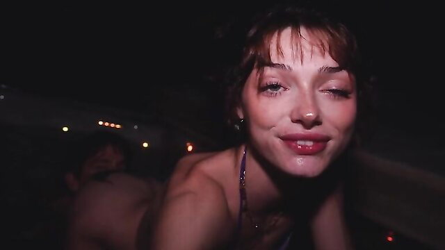 Shrooms Q petite brunette smiling topless in JackandJill BG shoot