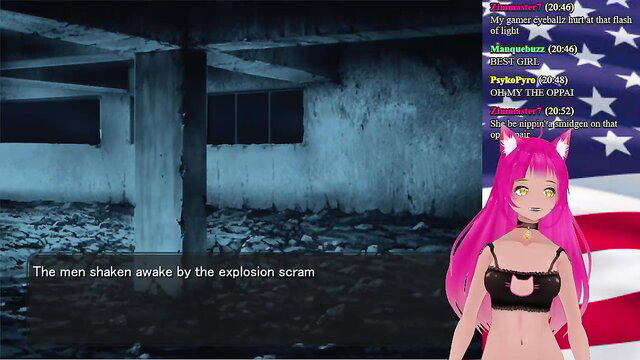 Pink-haired lewd VTuber Neko in lingerie seduces on anime livestream