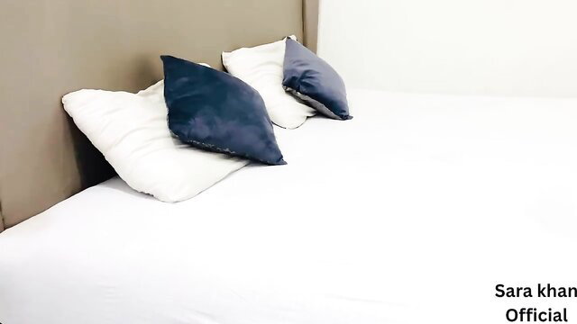 Sara Khan on luxurious bed with velvet pillows - hot bedroom tease
