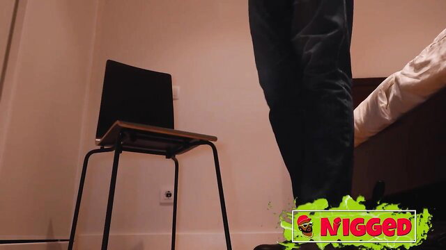 Ebony woman in tight pants by bed on Nigged porn
