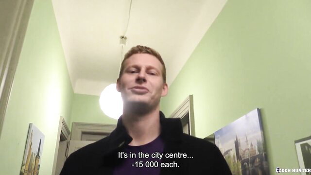 Handsome white guy in hallway offers cash for blowjob at Love Trans Sex