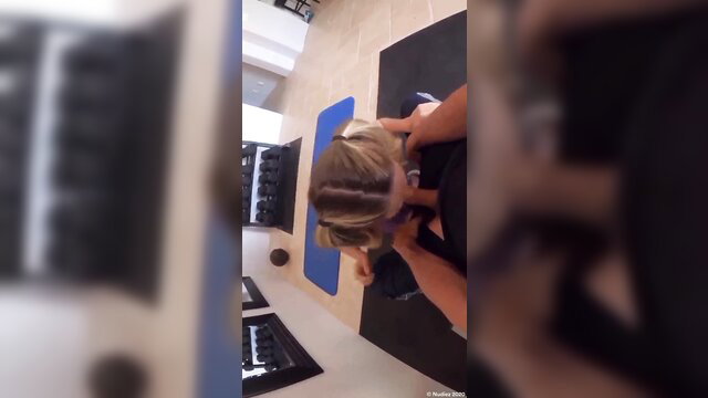 Heidi Grey blonde cheerleader kneels topless for coach in POV