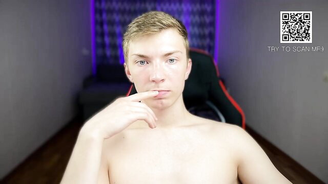 Blond twink Iron Chapman nude thinking pose hot gay solo