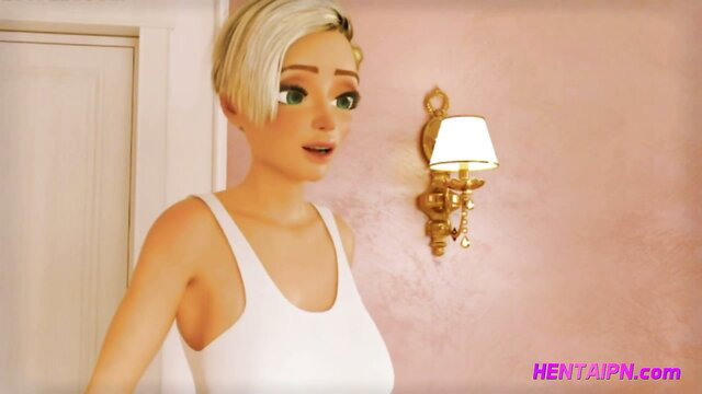Blonde woman in white tank top