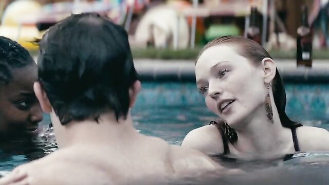 Leila George sexy wet redhead in pool scene Animal Kingdom