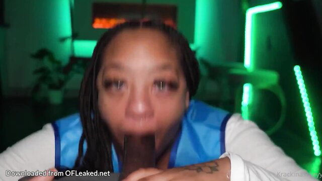 Krackinasskeyy black BBW deepthroating huge dildo date night