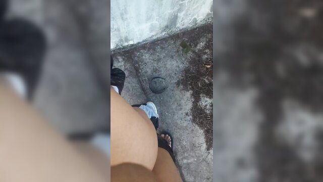 Pinay student bare legs POV outdoor tease closeup