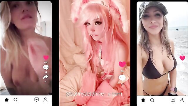 Bonnie Blue nude tits in three sexy poses, solo tease
