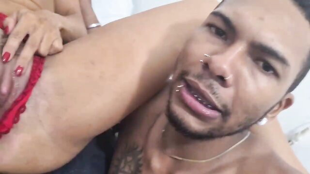 Hot Brazilian amateur teen giving anal to mixed guy POV closeup