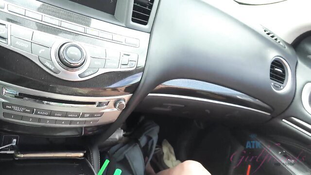 Mi Ha Doan fingering pussy in car on vacation ride