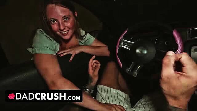 Zoey Zimmer smiles in car with hand on man's crotch, Dad Crush