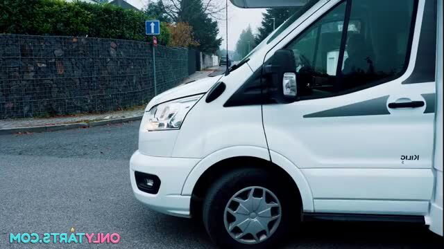 White Ford Transit van parked on street, bride fled wedding porn thumbnail
