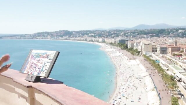 Stunning Lika at Nice beach viewpoint with map, big ass tease