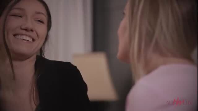 Maya Woulfe smiles at Scarlett Sage in Erotic Premonitions Ep 4
