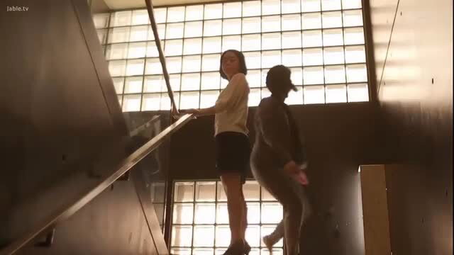 Minamo in seductive skirt upskirt on stairs JAV thumbnail