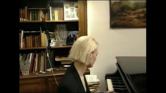 Blonde Yves Baillat plays piano in elegant room, Ballerina threesome tease