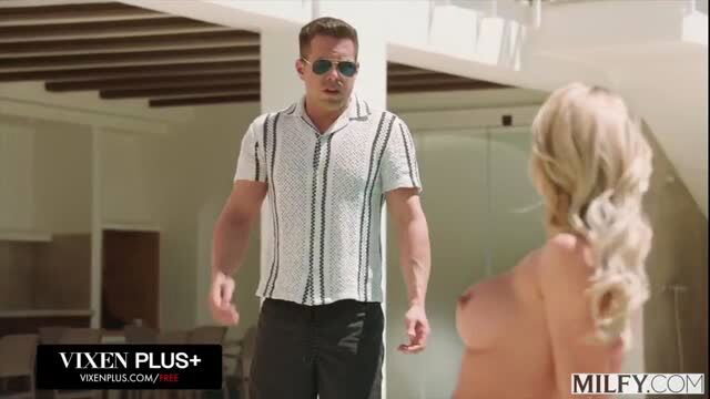 Shalina Devine topless with muscular man in luxury home setting