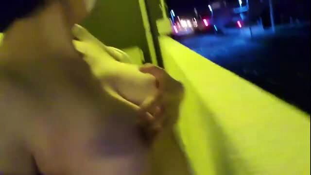Married Woman naked and touching herself in apartment hallway at night