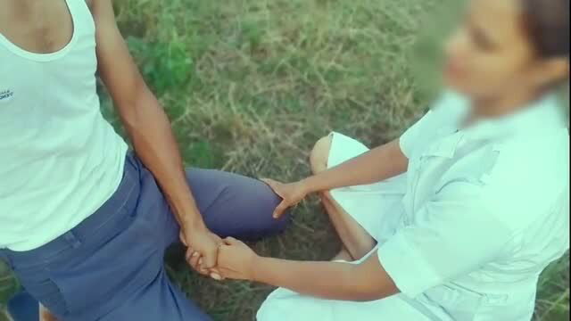 Desi nurse in white uniform fucked outdoors by patient