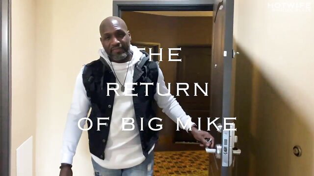Bald black man Big Mike returns, muscular build in hoodie vest at door