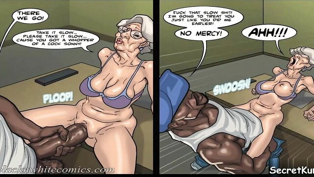 Old white granny begs for slow cock blowjob but gets no mercy hard fuck from BBC