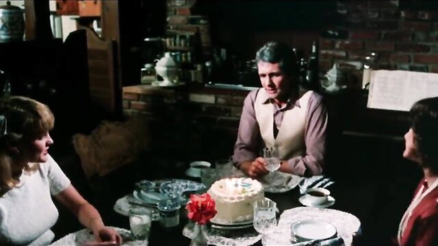Vintage MILF birthday cake scene with friend's mom and man