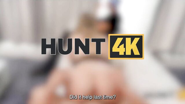 HUNT4K Horny blonde wife cuckold hubby takes massive cock