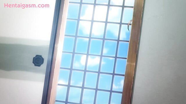 Koumi-Jima hentai girl at sunny door, teasing pose