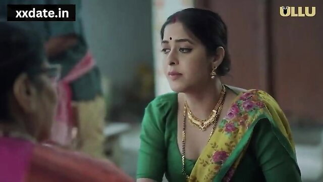 Yorgelis Carrillo as sexy Indian bhabhi in green saree, closeup expression