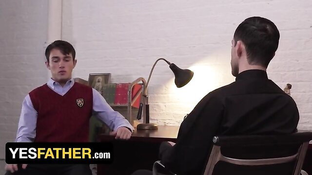 Mason Anderson faces priest in YesFather discipline scene
