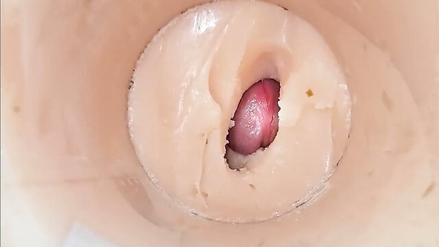 Camera deep inside tight pussy captures huge cum explosion closeup