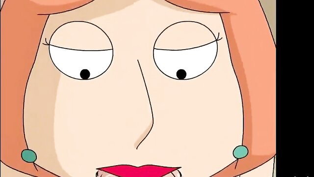 Closeup of horny Lois Griffin from Family Guy with seductive eyes and glossy lips
