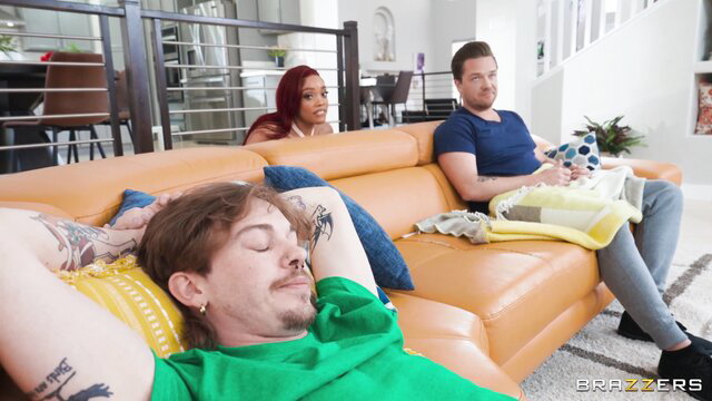 Redhead Kay sneaks up on passed out tattooed guy in Brazzers Mad Horny scene