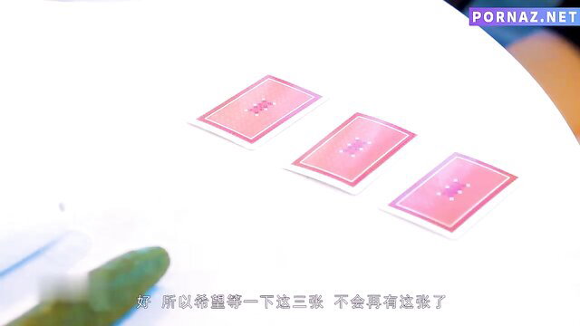 Asian big tits model playing undressing card game tease