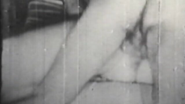 Vintage French stag film Saleslady closeup of nude woman sucking cock