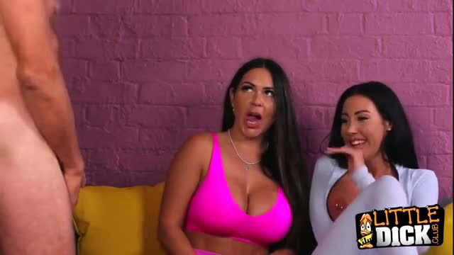 Laura Fiorentino and Roxxy shocked by small penis in pink bra top