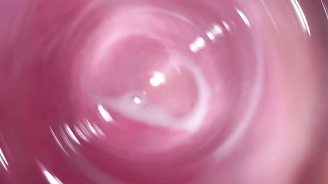 Close-up camera deep inside Mia Foster's teen creamy pussy