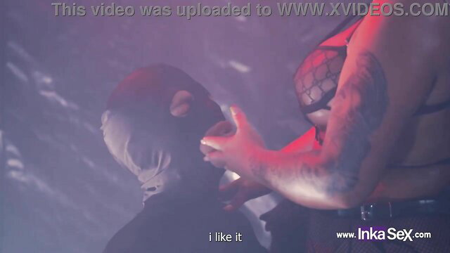 Masked man grabs woman's huge tits in kinky InkaSex amateur scene