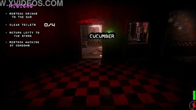 Fap Nights at Frennis Frenzy bar neon glow cucumber machine tasks adult parody game scene