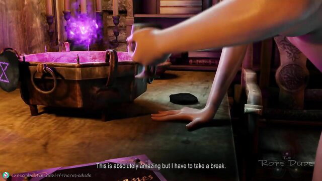 TheRopeDude in The Awakening part 02, bound babe with purple magic toy