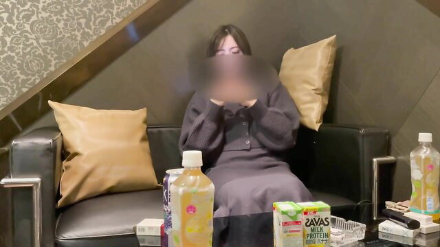 28yo Japanese esthetician wife in short hair dress, blurred face hidden cam