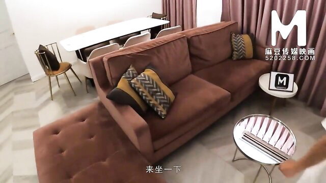 Model Media JAV young woman in pink room with sofa, Madou MD-0084 thumbnail