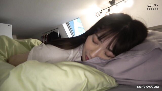 Waka Misono sleeping in bed, hot JAV angel softcore tease