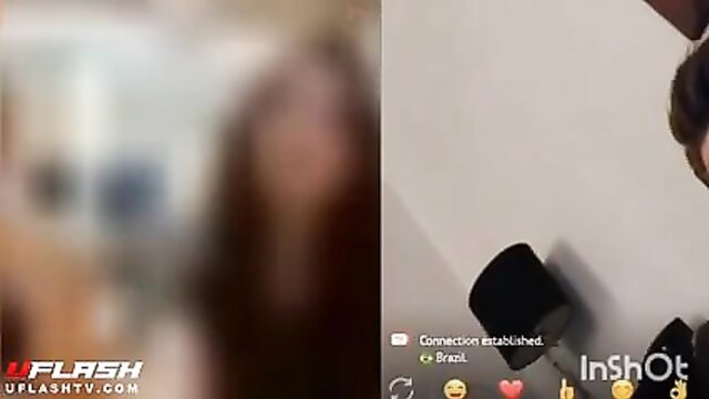 Blurry cam dickflash to Brazilian woman on InShot video call